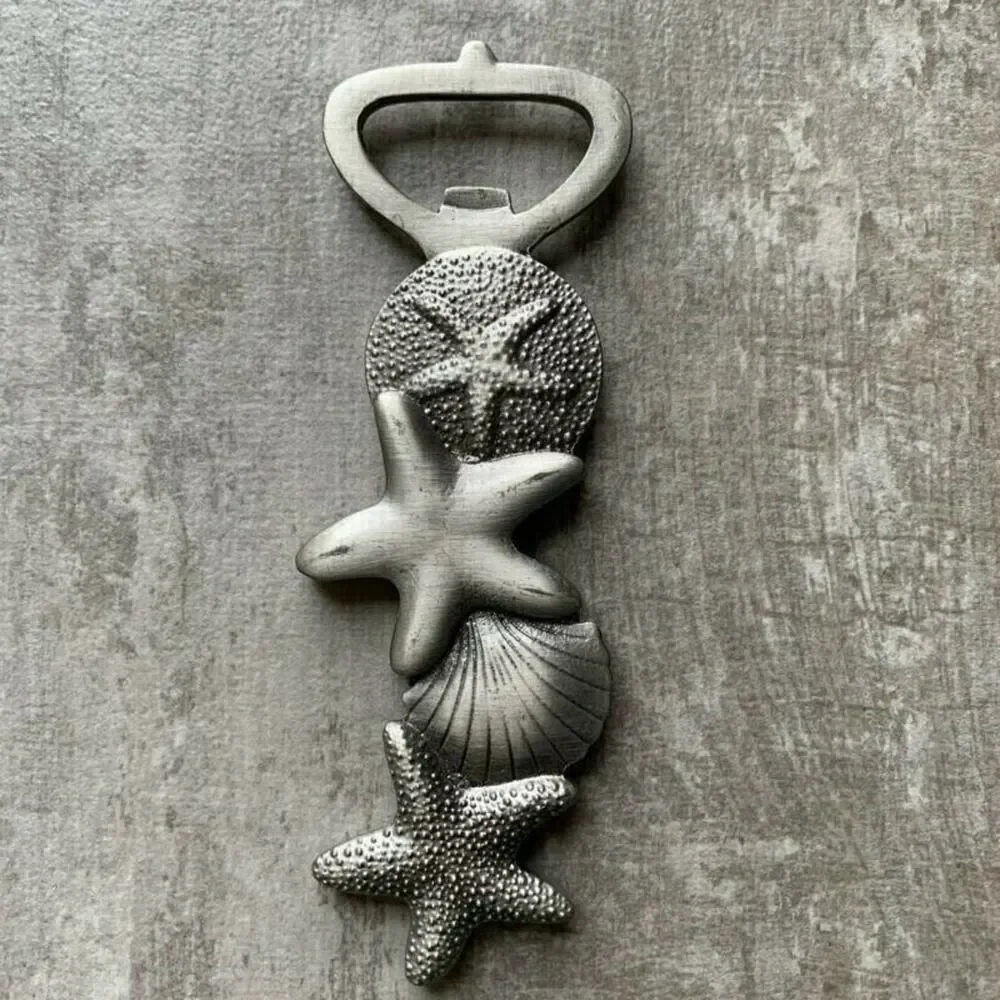 Stainless Steel Seashell Starfish Sand Dollar Bottle Opener Nautical Beach Bar